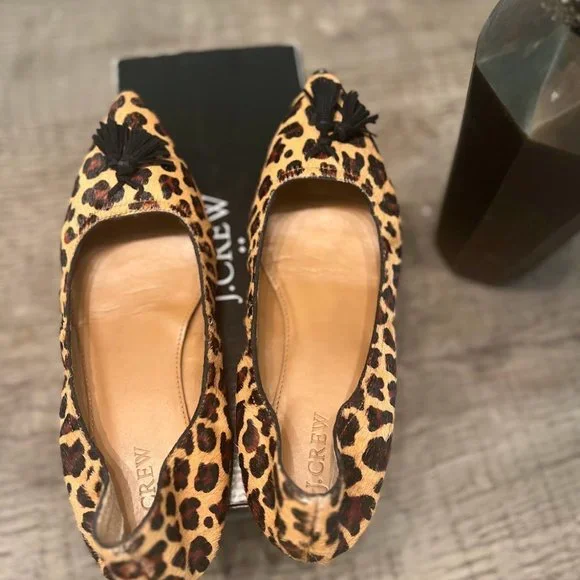 J. Crew Calf Hair Tassel Stretch Flats - Picture 2 of 6